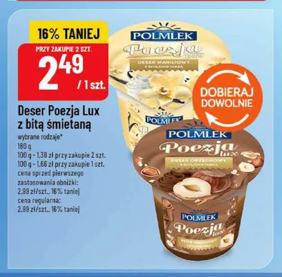 Deser Poezja Lux waniliowy z bitą śmietaną Polmlek promocja w POLOmarket