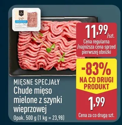 Chude mięso mielone z szynki wieprzowej promocja w Aldi