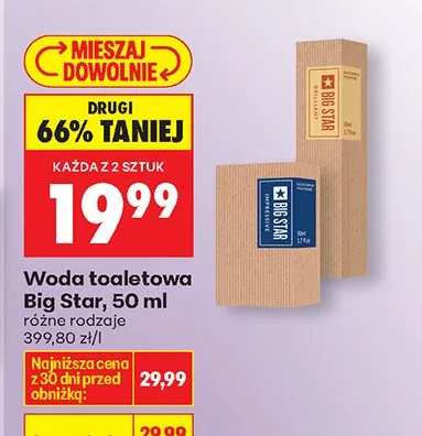Woda toaletowa różne rodzaje Big Star promocja w Biedronka
