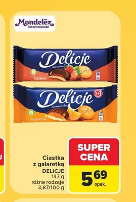 Ciastka z galaretką Delicje Szampańskie Truskawkowe promocja w Carrefour