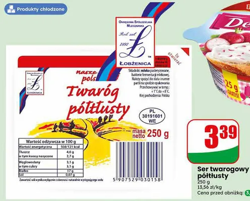 Twaróg półtłusty Łobżenica promocja w Dino