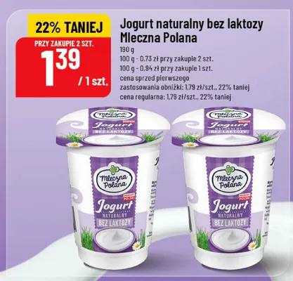 Jogurt naturalny bez laktozy promocja w POLOmarket