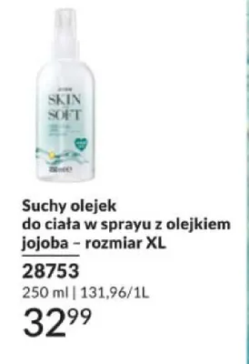 Suchy olejek do ciała w sprayu z olejkiem jojoba Avon Skin So Soft rozmiar XL promocja w AVON