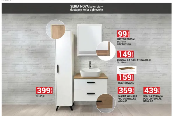 Szafka wisząca pod umywalkę Nova 80 promocja w Merkury Market