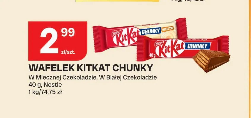 Wafelek KitKat Chunky w mlecznej czekoladzie promocja w Chorten