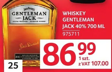 Whiskey Gentleman Jack 40% 700 ml promocja w Selgros