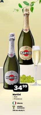 Wino musujące Martini Prosecco wytrawne promocja w Netto