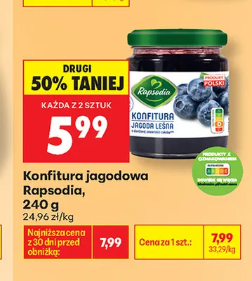 Konfitura jagodowa Rapsodia promocja w Biedronka