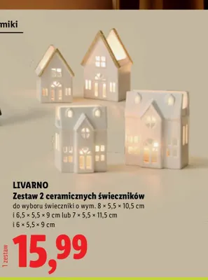 Zestaw 2 ceramicznych świeczników 8x5,5x10,5 cm i 6,5x5,5x9 cm Livarno promocja w Lidl
