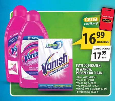 Płyn do dywanów Vanish promocja w Arhelan