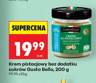 Krem pistacjowy bez dodatku cukrów Gusto Bello promocja w Biedronka
