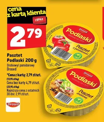 Pasztet Podlaski drobiowy Drosed promocja w TOPAZ