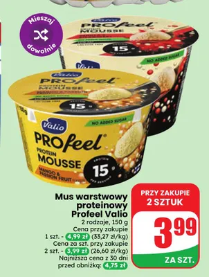 Mus warstwowy proteinowy Valio Profeel mango i marakuja promocja w Dino