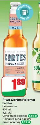 Piwo Cortes Paloma butelka bezwrotna promocja w Dino