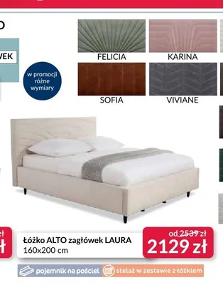 Łóżko ALTO zagłówek LAURA 160x200 cm promocja w Salony Agata