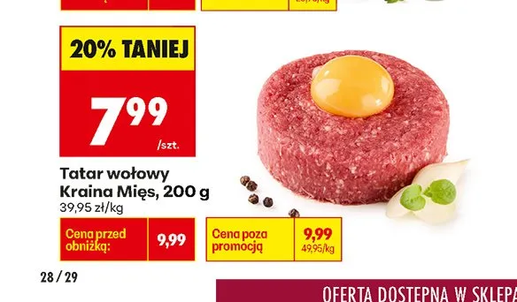 Tatar wołowy Kraina Mięs promocja w Biedronka