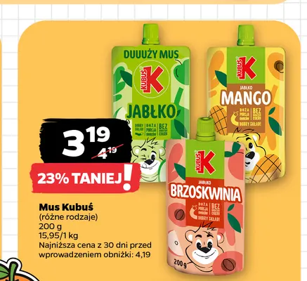 Mus jabłko mango Kubuś promocja w Netto