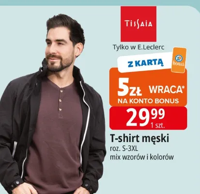 T-shirt męski promocja w Leclerc