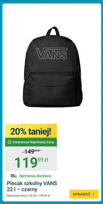 Plecak szkolny VANS 22 l czarny promocja w ERLI