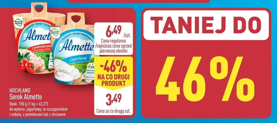 Serek Almette jogurtowy Hochland promocja w Aldi