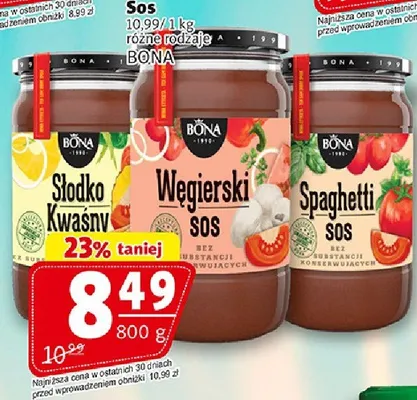 Sos różne rodzaje BONA promocja w Prim Market