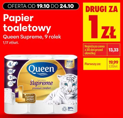 Papier toaletowy Queen Supreme 9-pak promocja w Biedronka