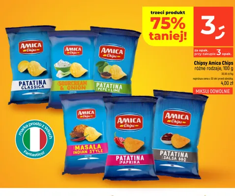 Chipsy Amica Chips Patatina Paprika promocja w Dealz