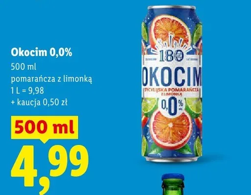 Piwo bezalkoholowe Okocim pomarańcza z limonką promocja w Lidl