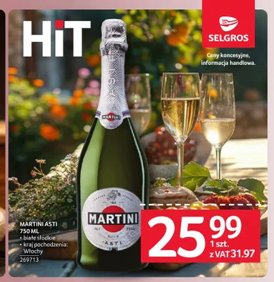 Wino musujące Martini Asti białe słodkie promocja w Selgros