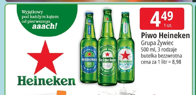 Piwo Heineken Silver butelka bezzwrotna 500ml promocja w Leclerc