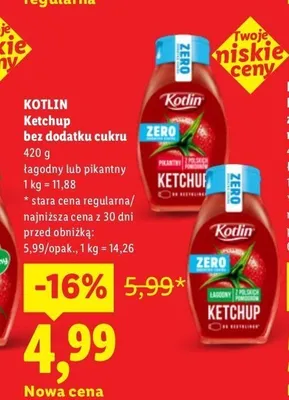 Ketchup bez dodatku cukru pikantny Kotlin promocja w Lidl