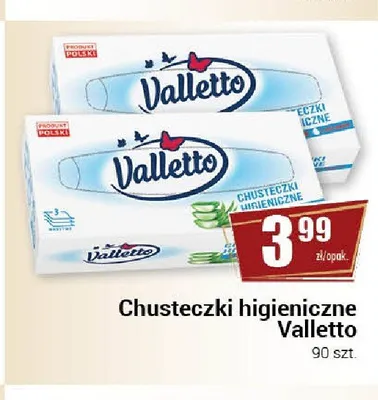 Chusteczki higieniczne Valletto promocja w Premium Nasz Sklep