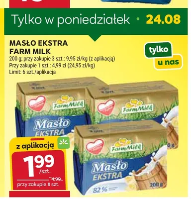 Masło Ekstra Farm Milk promocja w Stokrotka