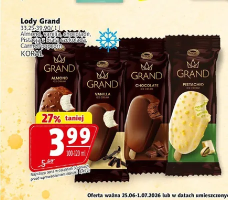 Lody Grand Chocolate Koral promocja w Prim Market