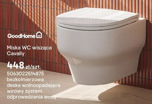 Miska WC wisząca GoodHome Cavally bezkołnierzowa promocja w Castorama