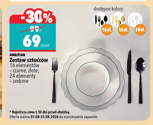 Zestaw sztućców Ambition czarne 16 elementów promocja w Biedronka Home