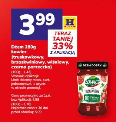 Dżem Łowicz truskawkowy, brzoskwiniowy, wiśniowy, czarna porzeczka promocja w Hitpol