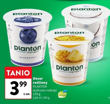 Deser roślinny Planton blueberry promocja w Intermarche
