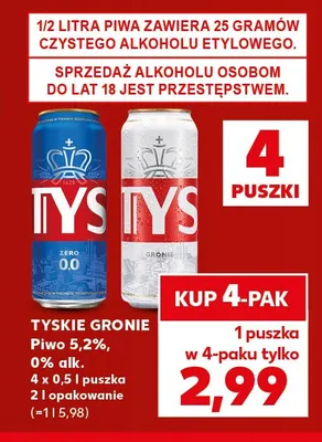 Piwo Tyskie Gronie 4-pak promocja w Kaufland