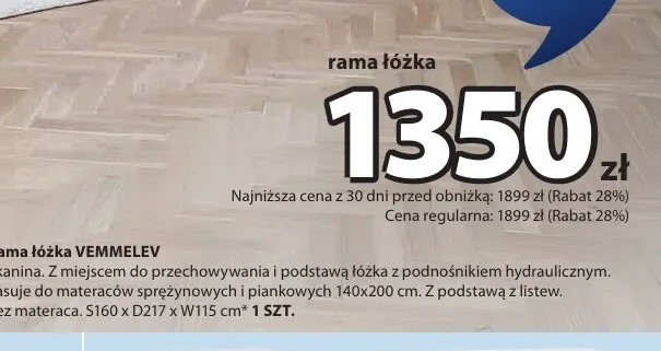 Rama łóżka Vemmelev promocja w Jysk