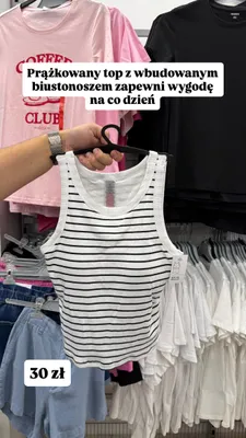 Prążkowany top z wbudowanym biustonoszem promocja w Pepco