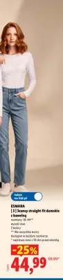 Jeansy straight fit damskie z bawełną Esmara promocja w Lidl