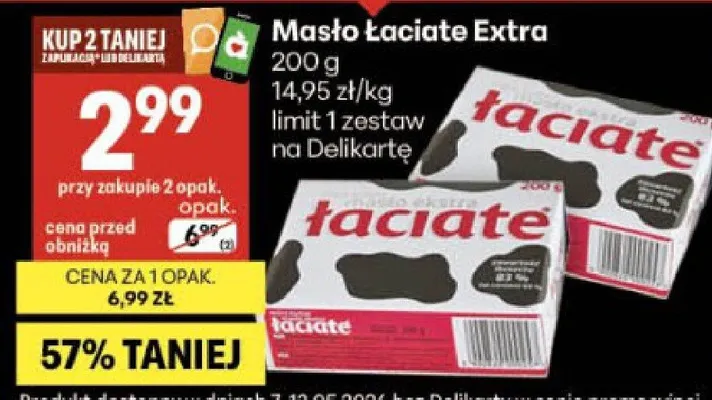 Masło Łaciate Extra promocja w Delikatesy Centrum