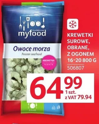 Krewetki surowe obrane z ogonem myfood promocja w Selgros