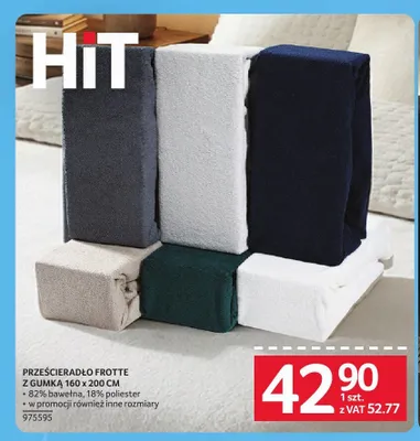 Prześcieradło frotte z gumką 160x200 cm promocja w Selgros