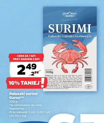 Paluszki surimi Garso promocja w Netto