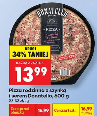 Pizza rodzinna z szynką i serem promocja w Biedronka