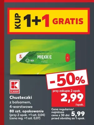 Chusteczki z balsamem 4-warstwowe K-Classic promocja w Kaufland