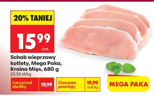 Schab wieprzowy kotlety Mega Paka promocja w Biedronka