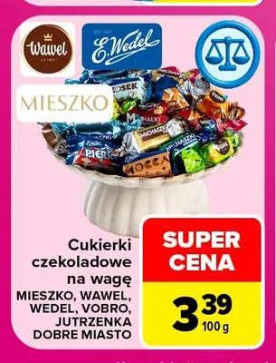 Cukierki czekoladowe na wagę Mieszko, Wawel, Wedel, Vobro, Jutrzenka Dobre Miasto promocja w Carrefour